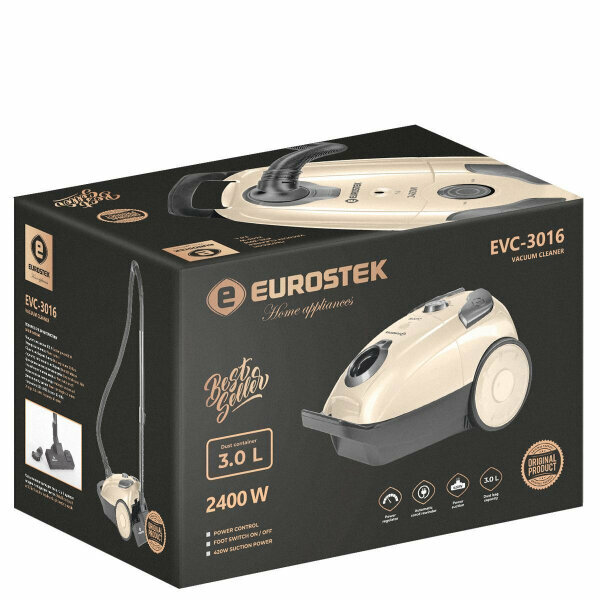 Пылесос EUROSTEK EVC-3016 черный/бежевый — фото 2