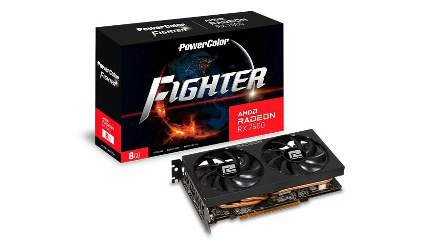 Видеокарта PowerColor RX7600 Fighter 8GB GDDR6 128-bit DPx3 HDMI 2FAN RTL