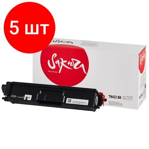 Комплект 5 штук, Картридж лазерный SAKURA TN-423K чер. для Brother HL-8260/DCP-8400 sakura картриджи комплектом совместимые сакура sakura satn325y satn325m satn325c satn325bk tn 325y tn 325m