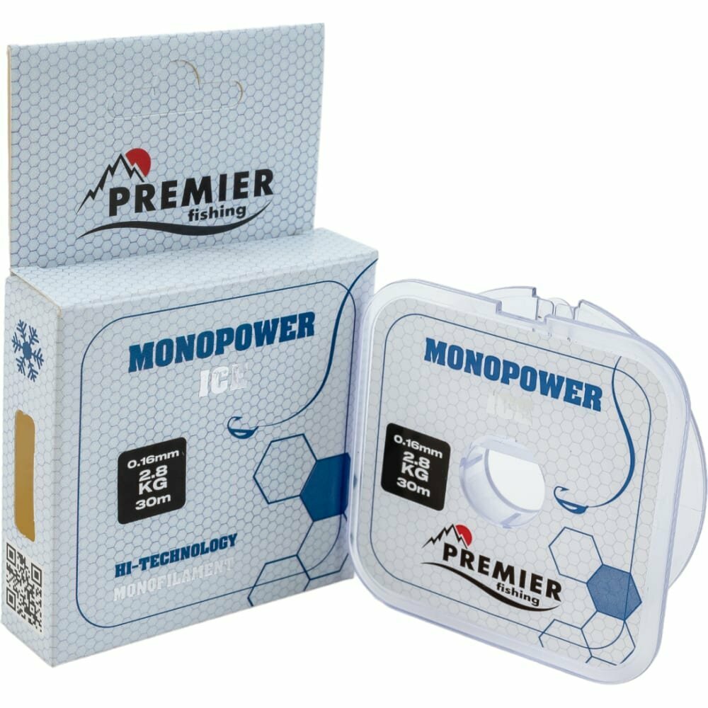 Леска Premier Fishing Monopower Ice 016мм 30м Clear Nylon PR-MI-T-016-30