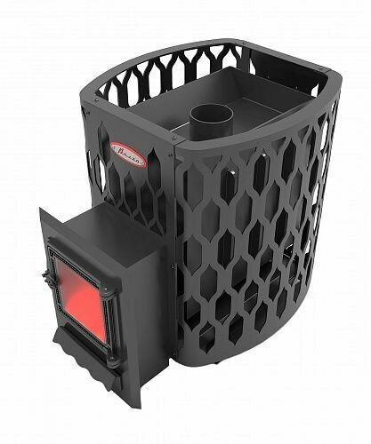 фото Печь для бани на дровах Волга Сетка-22Т, дверца со стеклом, топка 6мм