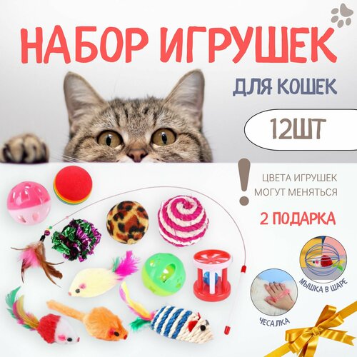 Набор игрушек для кошек 12 предметов
