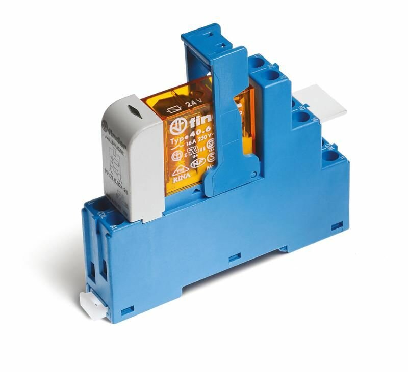 фото Модуль интерфейсный (сборка 40.61.7.024.0000 + 99.02.9.024.99 + 95.05SPA) электромеханич. реле 1CO 16А AgCdO 24В DC (чувствит.) IP20 винт. клеммы пла