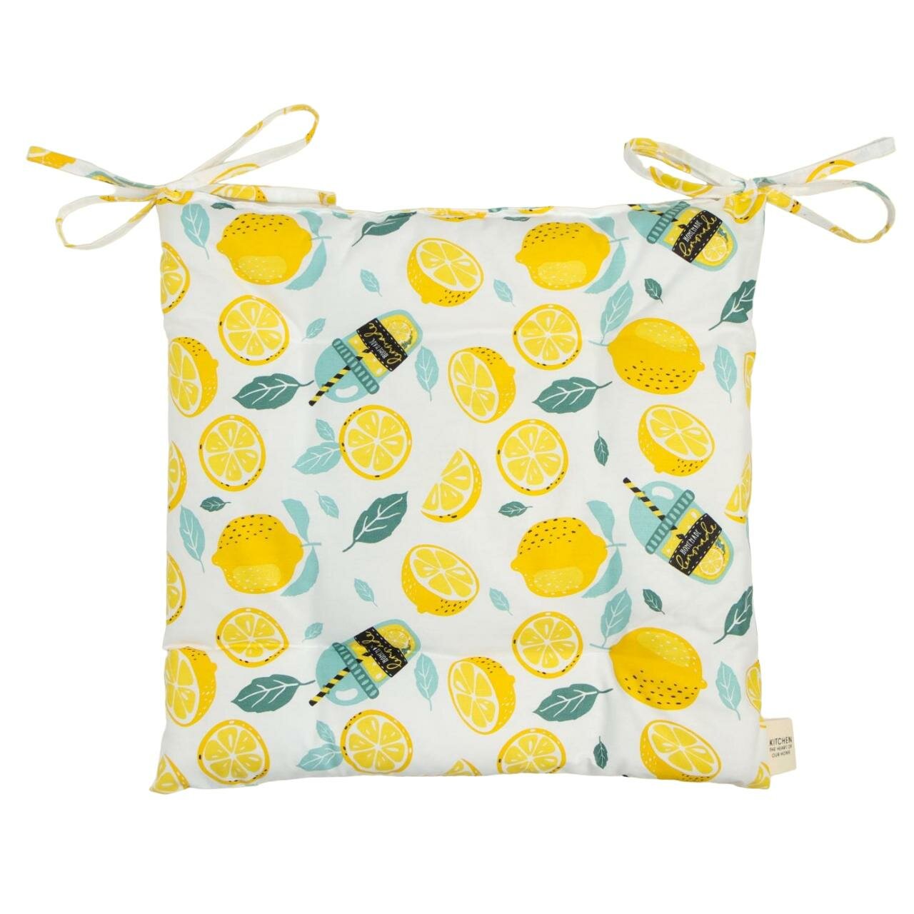 фото Подушка на стул Этель Лимонад, 42х42 см, белый/желтый, сатин