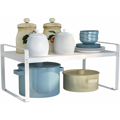 Регулируемая многослойная полка для хранения посуды, белая