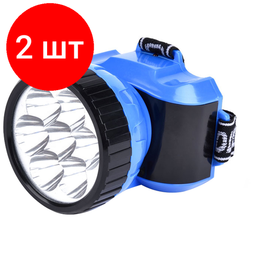комплект 5 шт фонарь налобный smartbuy sbf 25 b аккумуляторный светодиодный 1вт 8 led синий Комплект 2 шт, Фонарь налобный Smartbuy SBF-24-B, аккумуляторный, светодиодный, 7 LED, синий
