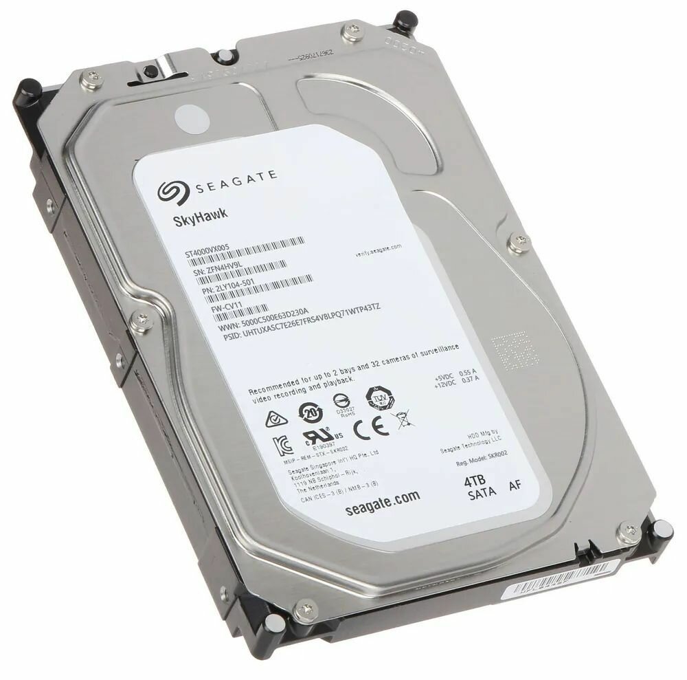 3.5" 4TB Seagate SkyHawk Surveillance HDD ST4000VX005 SATA 6Gb/s, 5900rpm, 64MB, 24x7, Bulk - фото №4