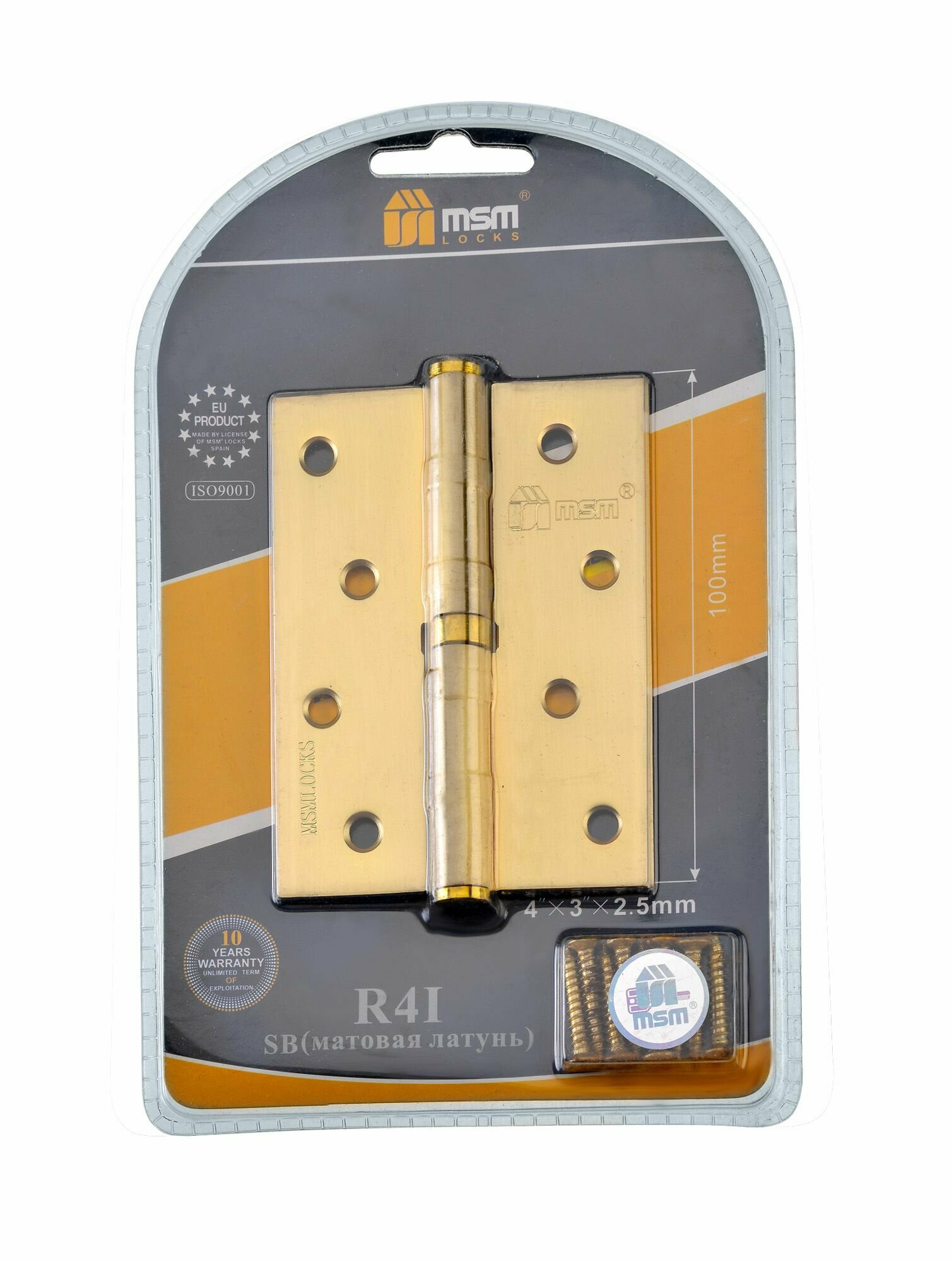 фото MSM Петли съемные 100х75х2,5мм правая 2шт. R4I blister SB (Матовая латунь)