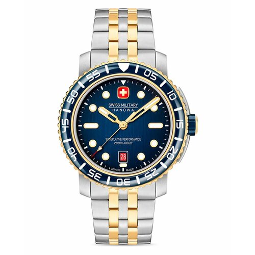 фото Наручные часы swiss military hanowa мужские часы swiss military hanowa black marlin smwgh0001760 с гарантией, синий, золотой