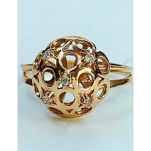 фото Кольцо skorobogatov jewelry, красное золото, 585 проба, фианит, размер 18