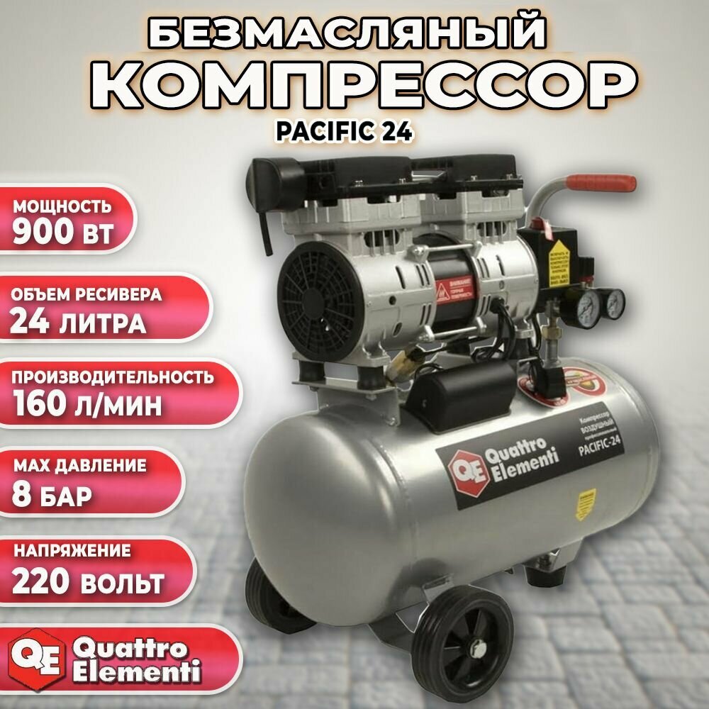 Компрессор безмасляный Quattro Elementi PACIFIC-24 24 л 09 кВт