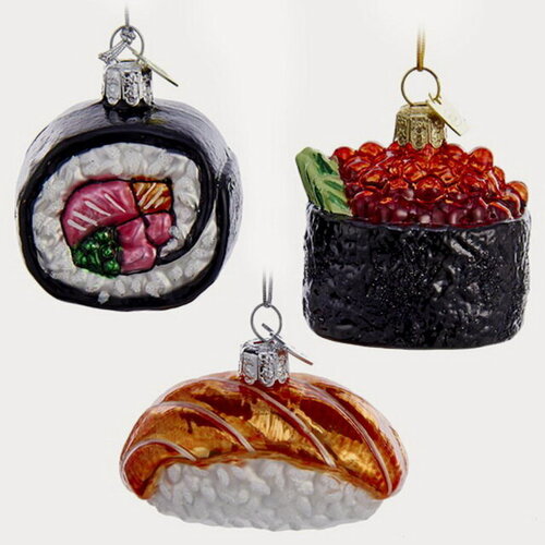 Изображение товара Набор стеклянных елочных игрушек Суши - Japanese Style 5-7 см, 3 шт, Kurts Adler (Куртс Адлер), NB1070-набор