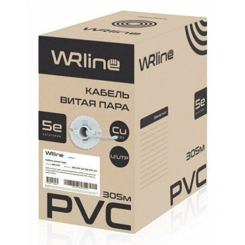 Кабель информационный WRline WR-UTP-4P-C5E-PVC-GY кат.5E U/UTP 4X2X24AWG PVC внутренний 305м серый кабель neomax [nm710002] u utp cat 5e 4x2x0 52 24 awg медь внутренний pvc 305м серый