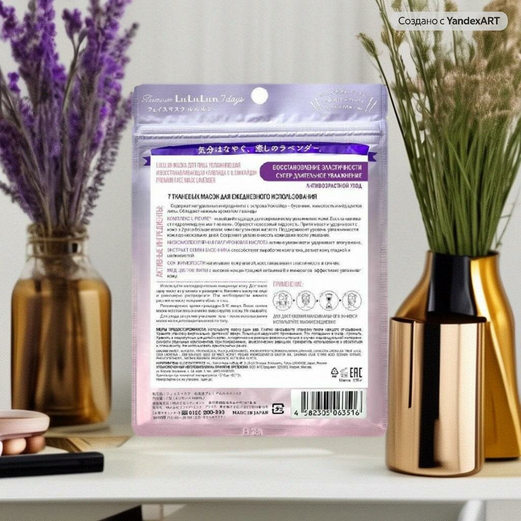 Маска Lululun (Лулулун) увлажняющая против сухости кожи с ароматом лаванды premium face mask lavender 7 GLIDE ENTERPRISE Inc. - фото №5
