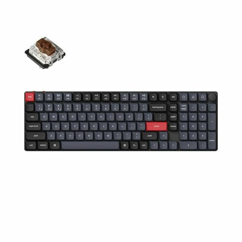 Беспроводная механическая клавиатура QMK Keychron K17 Pro, 103 клавиши, Knob, Hot-Swap, Gateron low profile Brown Switch клавиатура qmk keychron k13 pro 90 клавиш hot swap gateron low profile brown switch