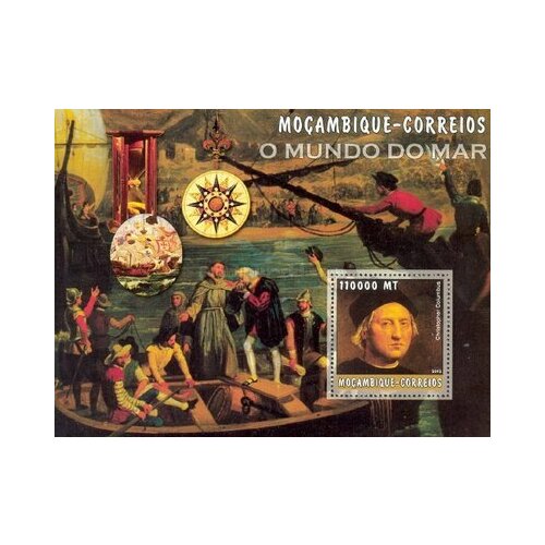 Почтовые марки Мозамбик 2002г. Морская жизнь - Колумб Христофор Колумб, Путешественники MNH