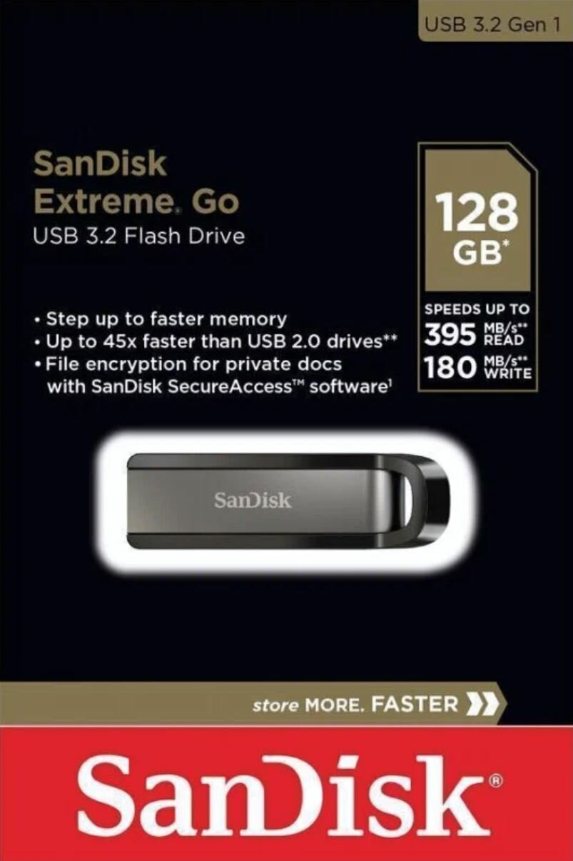 Флешка USB SANDISK Extreme Go 128ГБ, USB3.1, черный [sdcz810-128g-g46] - фото №11