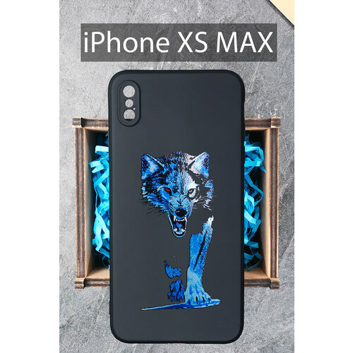 Силиконовый чехол Синий волк для iPhone XS MAX / Айфон XС макс