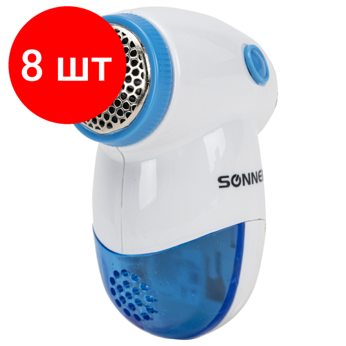 Комплект 8 шт, Машинка для удаления катышков миниклинер SONNEN FS-8809, белый/голубой, код 1С, 455465