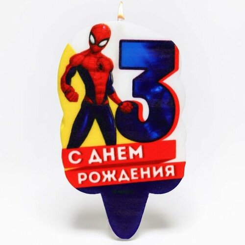Свеча в торт 3 "С Днем Рождения", Человек-паук
