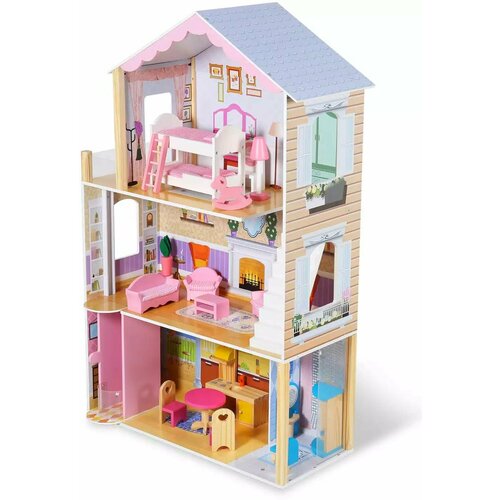 Дом для куклы DH610 деревянный с набором мебели