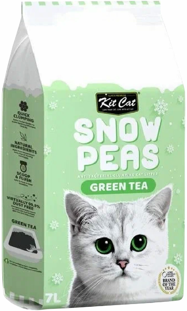 Kit Cat Snow Peas наполнитель для туалета кошки биоразлагаемый на основе горохового шрота с ароматом зеленого чая - 7 л - фотография № 7