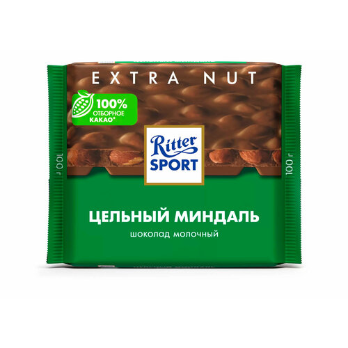 Шоколад Ritter Sport Цельный миндаль, молочный, с цельным миндалем, 100 г 5шт