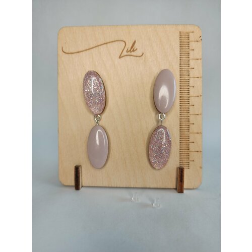 Серьги , размер 40 мм, бежевый