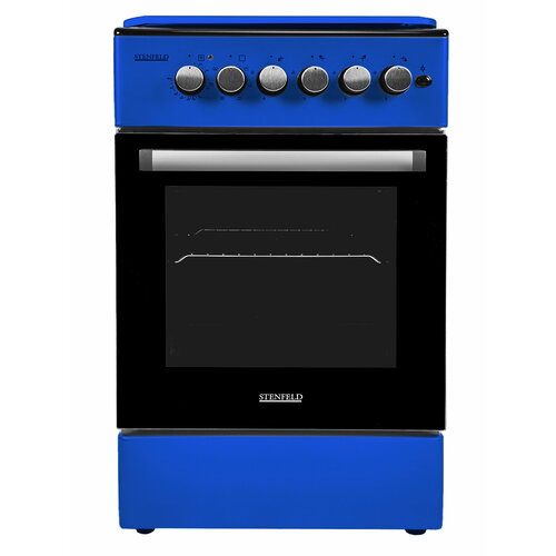 Комбинированная плита STENFELD T541GEF-02 5060 синяя 50 см газовая с электрической духовкой конвекция 6 режимов работы электроподжиг 2897000₽
