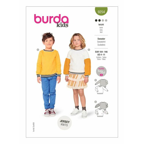 Выкройка BURDA №9254 Свитер выкройка burda 2921 свитер детский