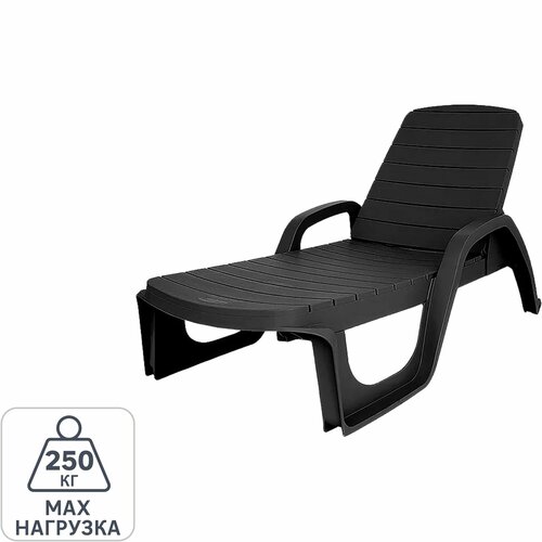 Шезлонг Прованс 195x70x32 см пластик черный 22856₽