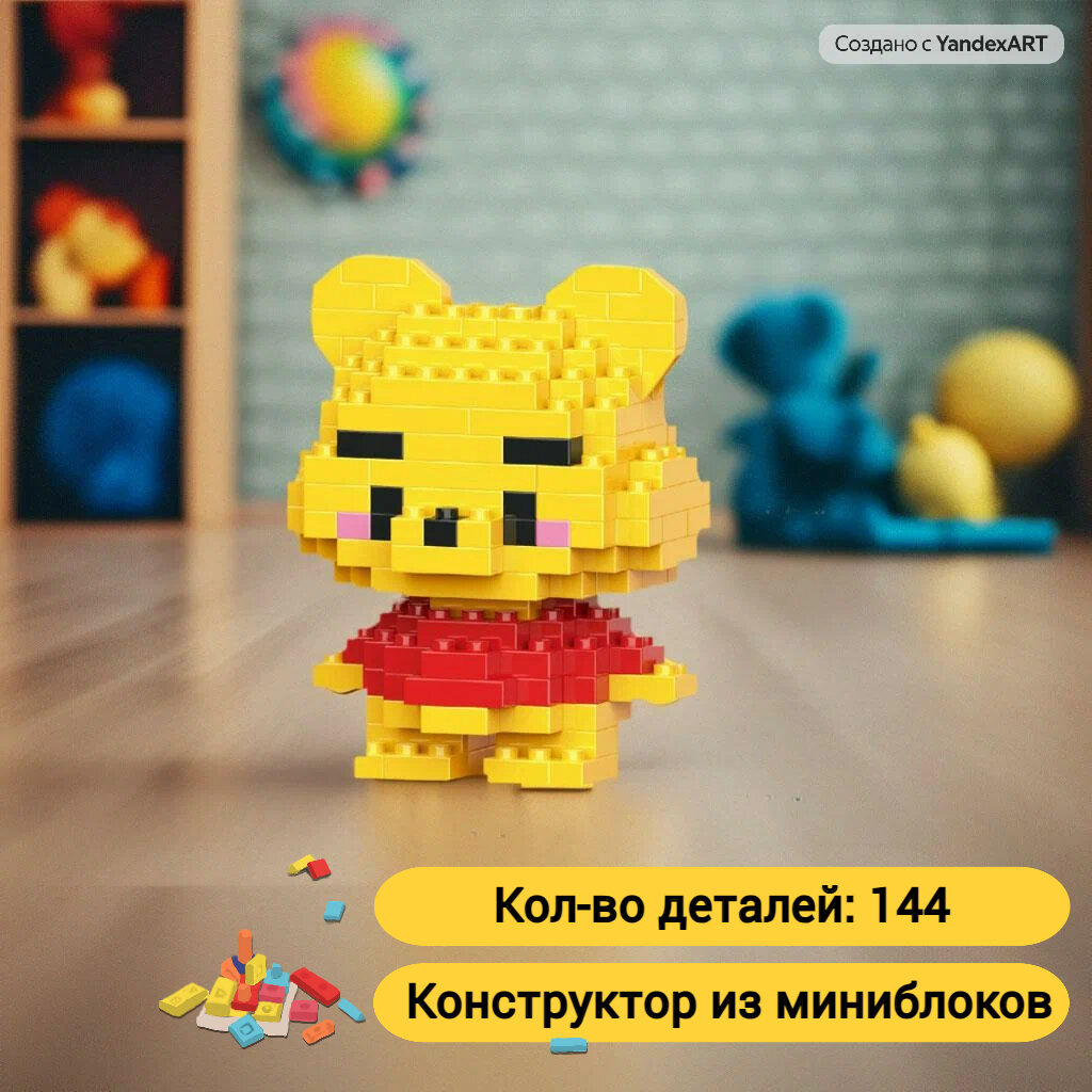 Конструктор из мини блоков 3D , 3Д фигура, LED Конструктор, Винни Пух