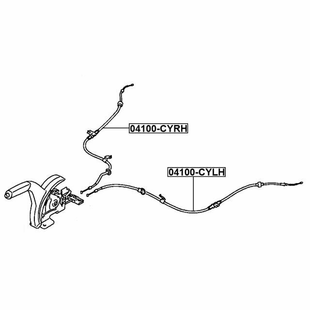 Трос ручного тормоза правый FEBEST 04100-CYRH для автомобилей Mitsubishi.