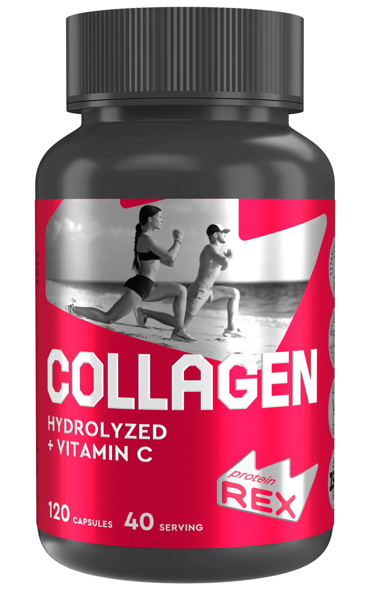 БАД к пище ProteinRex "COLLAGEN + VITAMIN C" - пептидный коллаген с витамином С, 120 капсул