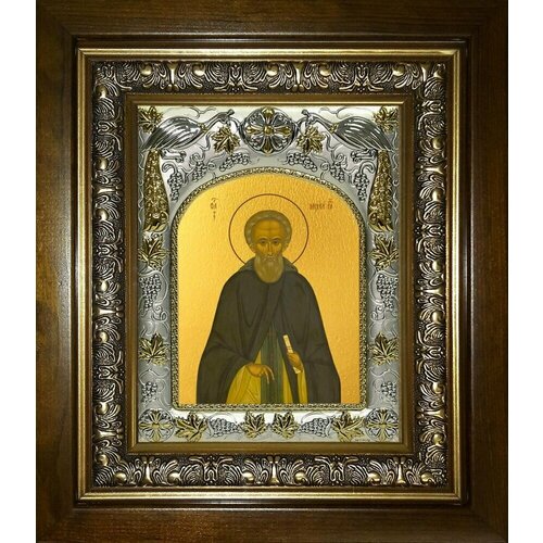 Икона Михей Радонежский преподобный, в деревяном киоте икона михей радонежский 18х24 см в окладе и киоте