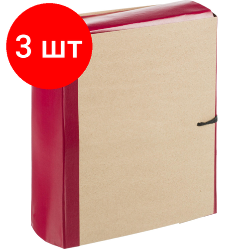 Комплект 3 штук, Папка архивная Attache Economy 100мм крафт/бумвинил 4 завязки, бордовая комплект 3 штук папка архивная attache economy 80мм крафт бумвинил 4 завязки бордовая