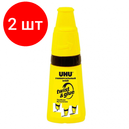 Комплект 2 штук, Клей универсальный UHU Twist&Glue с 3-х позиционным аппликатором, 35мл клей универсальный uhu twist