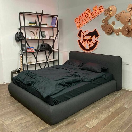 Кровать двуспальная «Скайлайн» Банда мастеров, графит рогожка, 200x200см