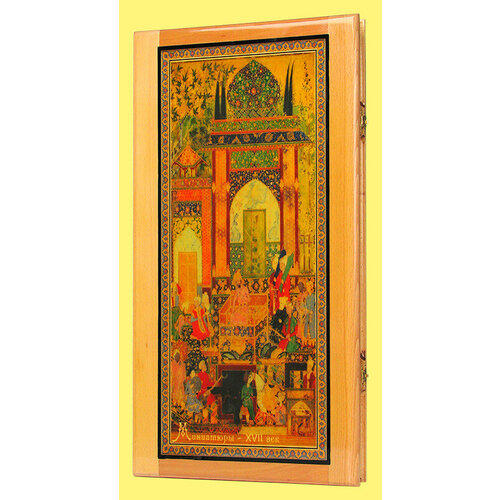 Нарды, шашки Падишах (светлая рамка, прямые, большие, с домом для фишек) оранжевый, бежевый