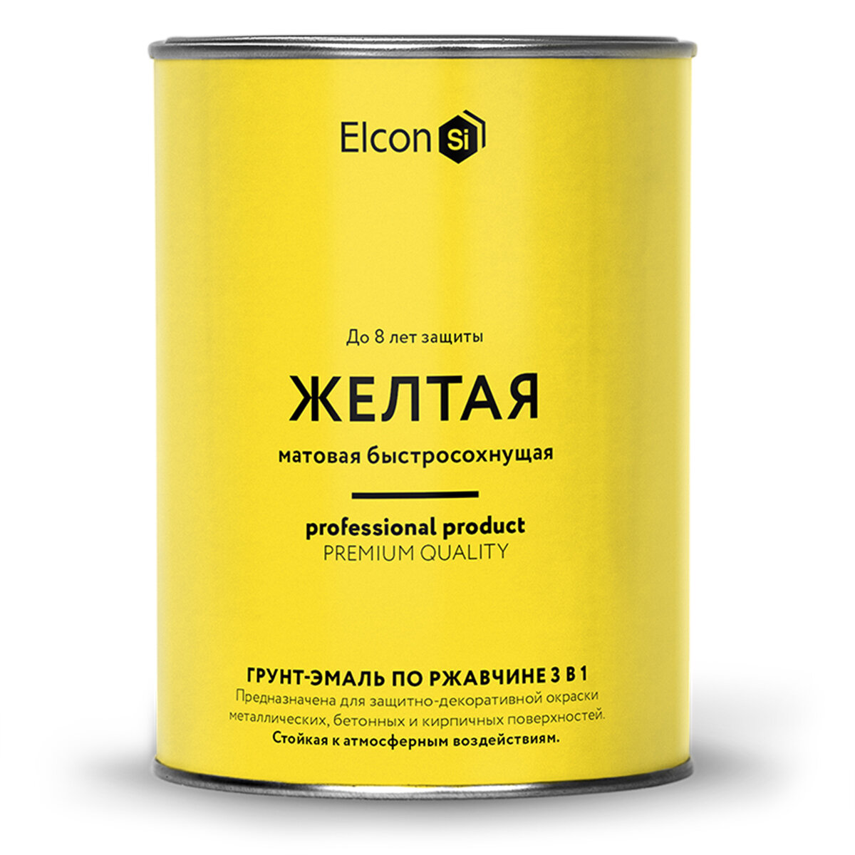 Грунт-эмаль по ржавчине Elcon 3 в 1, матовая, 0,8 кг, RAL 1023, желтая