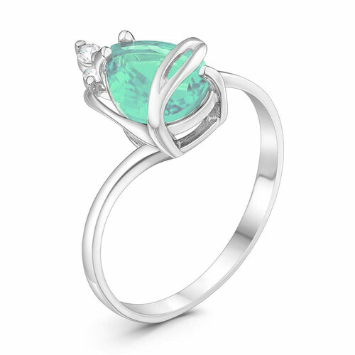 Кольцо Яхонт, серебро, 925 проба, фианит, размер 17, зеленый, бесцветный кольцо яхонт серебро 925 проба кристалл размер 17 зеленый