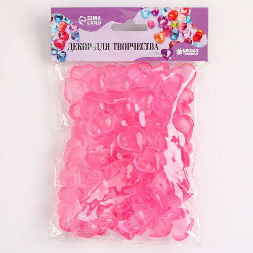 Сердечки пластиковые декоративные, набор 100 шт, размер 1 шт. — 2 × 2 см, цвет розовый (комплект из 5 шт)