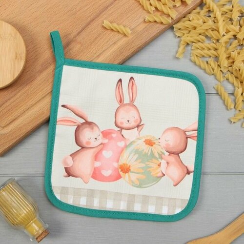 Прихватка Этель Пасхальный кролик 19х19 саржа100 хл ватин 250гм2 616₽