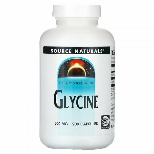 Source Naturals, глицин, 500 мг, 200 капсул