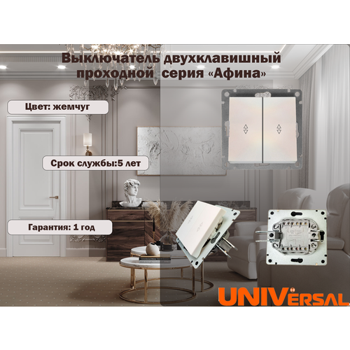 Выключатель двухклавишный проходной