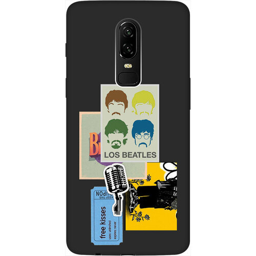 Матовый Soft Touch силиконовый чехол на OnePlus 6, ВанПлюс 6 с 3D принтом Beatles Stickers черный матовый soft touch силиконовый чехол на oneplus 6 ванплюс 6 с 3d принтом grand wolf черный