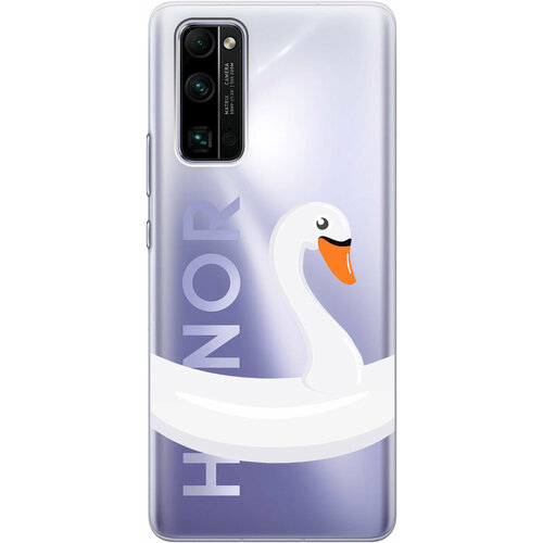 Силиконовый чехол на Honor 30 Pro+, Хонор 30 Про Плюс с 3D принтом Swan Swim Ring прозрачный силиконовый чехол на honor 20 pro хонор 20 про с 3d принтом swan swim ring прозрачный