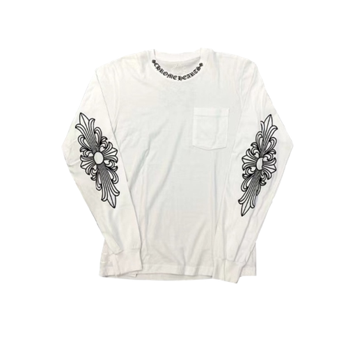фото Лонгслив chrome hearts neck letters logo, размер l, белый