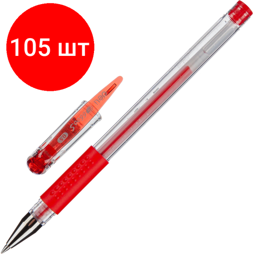 Комплект 105 штук, Ручка гелевая неавтомат. Deli Daily д. ш.0.5мм, лин0.35, крас, р/м E6600S