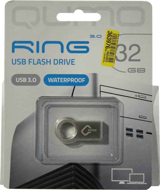 Флешка Qumo Ring 32Gb, USB 3.0, Серый QM32GUD3-Ring - фото №5